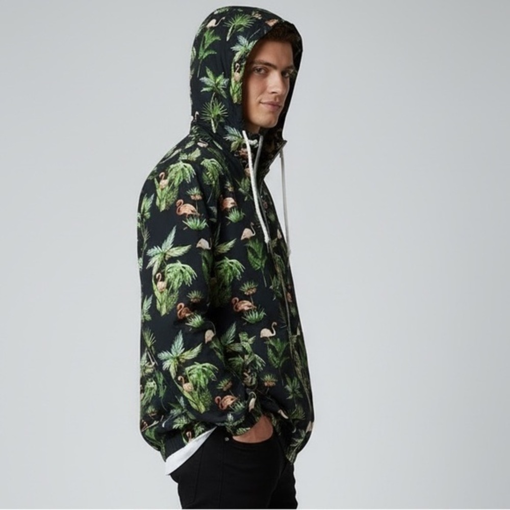 Denim & Flower Ricky Singh Tropical Print Windbreaker Jacket